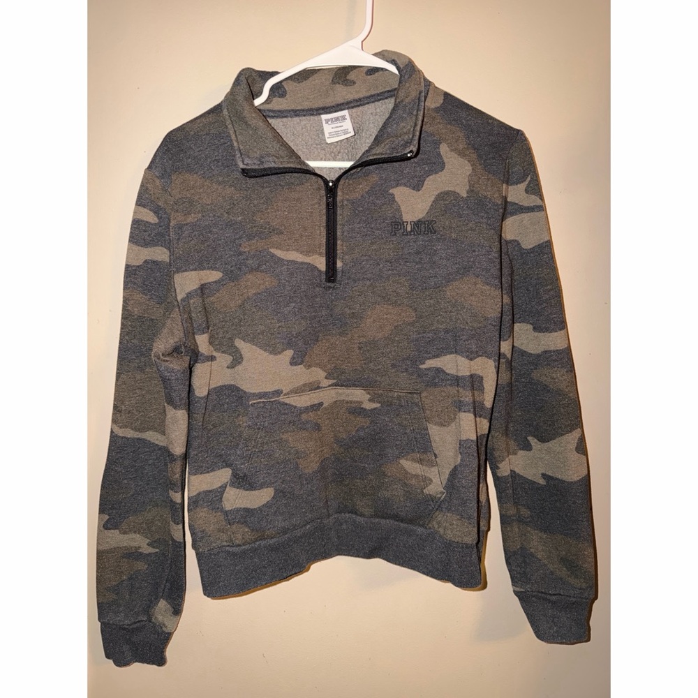 VS PINK Camo Quarter-Zip Pullover